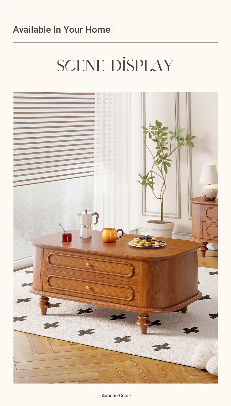 Elegant Solid Wood Coffee Table with Multi-Layer Design and Storage Drawers - Perfect for Living Room Decor halmh-5320
