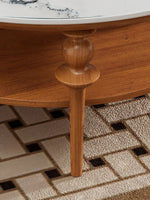 Stylish Solid Wood Coffee Table with Multi-Layer Board & Sintered Stone Top – Round Modern Centerpiece for Living Room halmh-5322
