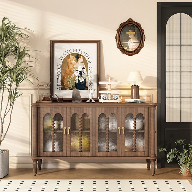 Elegant Solid Wood Sideboard with Multi-Layer Board and Glass Doors – Perfect Storage Solution for Stylish Homes halmh-5323