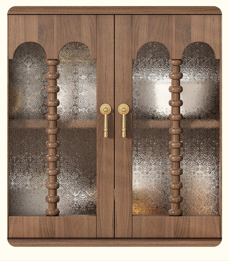 Elegant Solid Wood Sideboard with Multi-Layer Board and Glass Doors – Perfect Storage Solution for Stylish Homes halmh-5323