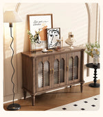 Elegant Solid Wood Sideboard with Multi-Layer Board and Glass Doors – Perfect Storage Solution for Stylish Homes halmh-5323