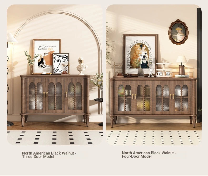 Elegant Solid Wood Sideboard with Multi-Layer Board and Glass Doors – Perfect Storage Solution for Stylish Homes halmh-5323