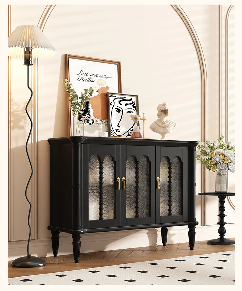 Elegant Solid Wood Sideboard with Multi-Layer Board and Glass Doors – Perfect Storage Solution for Stylish Homes halmh-5323