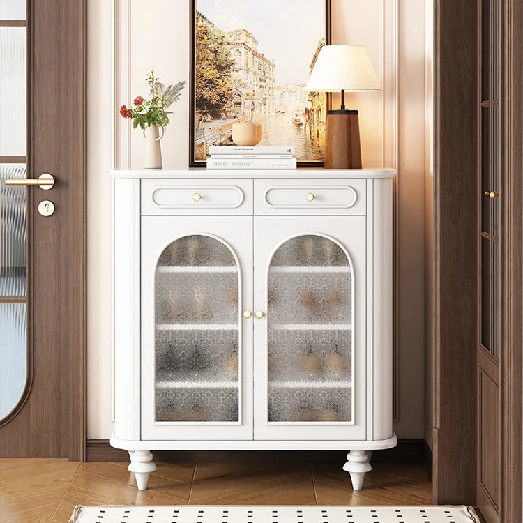 Elegant Black Walnut Shoe Cabinet with Glass Doors - Stylish Multi-Layer Storage Solution for Your Entryway halmh-5324