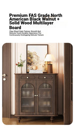 Elegant Black Walnut Shoe Cabinet with Glass Doors - Stylish Multi-Layer Storage Solution for Your Entryway halmh-5324