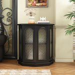 Stylish Black Walnut Wood Side Table with Glass Inserts - Modern Multi-Layer Design for Living Room & Bedroom halmh-5325