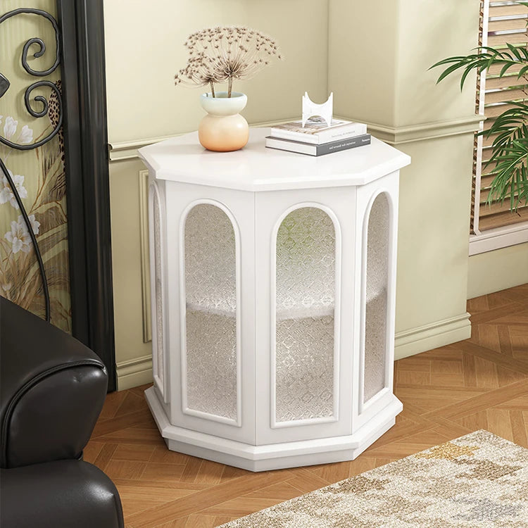 Stylish Black Walnut Wood Side Table with Glass Inserts - Modern Multi-Layer Design for Living Room & Bedroom halmh-5325