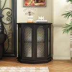 Stylish Black Walnut Wood Side Table with Glass Inserts - Modern Multi-Layer Design for Living Room & Bedroom halmh-5325