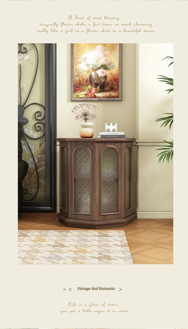 Stylish Black Walnut Wood Side Table with Glass Inserts - Modern Multi-Layer Design for Living Room & Bedroom halmh-5325