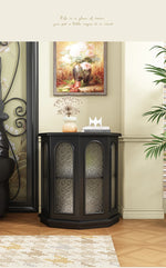 Stylish Black Walnut Wood Side Table with Glass Inserts - Modern Multi-Layer Design for Living Room & Bedroom halmh-5325