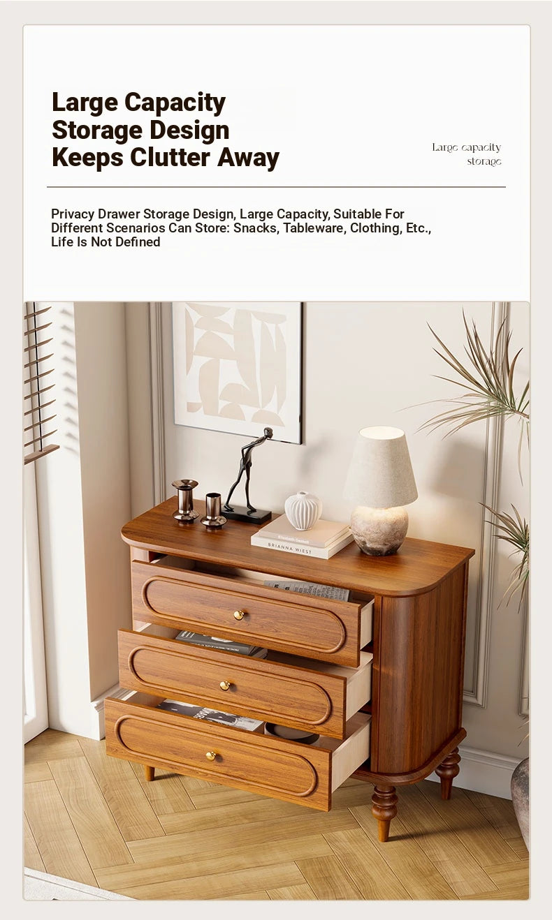 Elegant Solid Wood Nightstand with Multi-Layer Board Design – Stylish Storage Solution for Any Bedroom halmh-5326