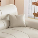 Versatile Sofa in Light Brown, Black, Green with Pine & Oak Wood, Down, Latex, and Faux Leather Elements hatx-1019