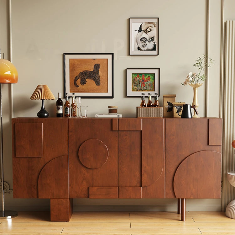 Modern Solid Wood Sideboard Cabinet with Artistic Design Elements hbs-4417