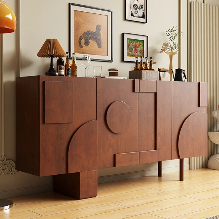 Modern Solid Wood Sideboard Cabinet with Artistic Design Elements hbs-4417