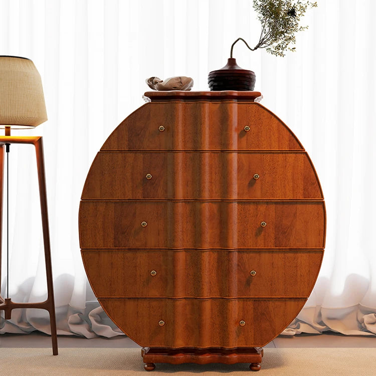 Elegant Solid Wood Cabinet with Unique Circular Design - Perfect for Stylish Storage hbs-4419