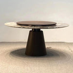 Sleek and Modern Dining Table with Sintered Stone Top and Stylish Synthetic Leather Base - Perfect for Any Dining Room! hbso-3009