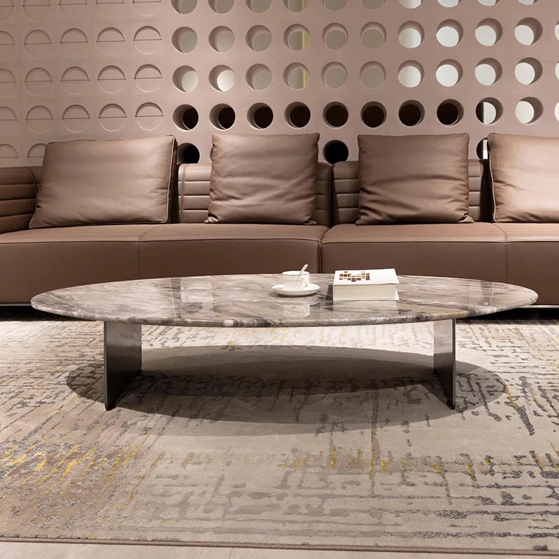 Elegant Oval Sintered Stone Coffee Table – Modern Luxury for Your Living Room hbso-3010