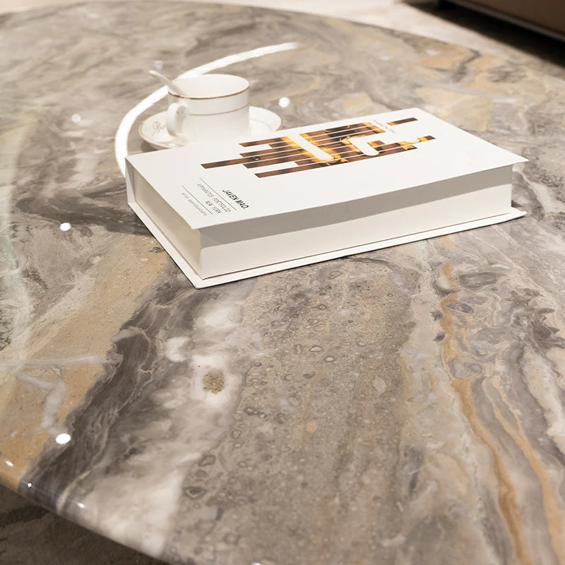 Elegant Oval Sintered Stone Coffee Table – Modern Luxury for Your Living Room hbso-3010