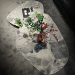 Elegant Oval Coffee Table in Sintered Stone with Gold Accents - Modern Living Room Centrepiece hbso-3011