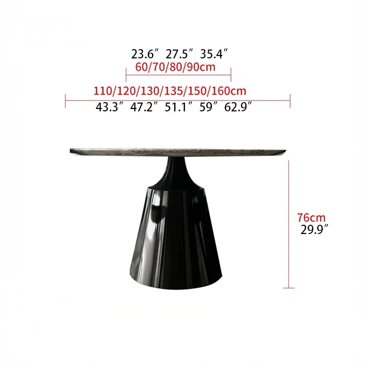 Elegant Round Dining Table with Sintered Stone Top and Stainless Steel Base – Modern Multi-Layer Design for Stylish Interiors hbso-3012