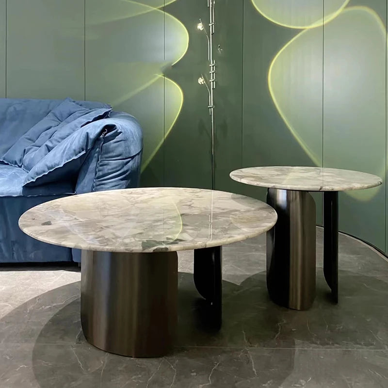 Stylish Sintered Stone Coffee Table with Multi-Layer Stainless Steel Base - Modern Living Room Accent Piece hbso-3014