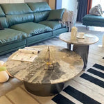 Stylish Sintered Stone Coffee Table with Multi-Layer Stainless Steel Base - Modern Living Room Accent Piece hbso-3014