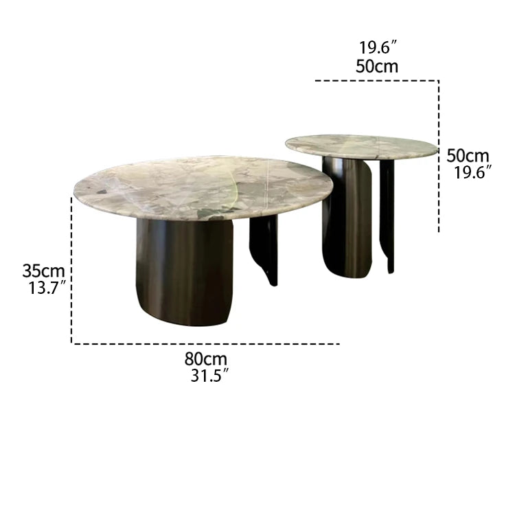 Stylish Sintered Stone Coffee Table with Multi-Layer Stainless Steel Base - Modern Living Room Accent Piece hbso-3014