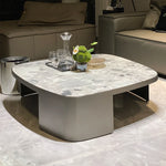 Stylish Sintered Stone Coffee Table with Modern Stainless Steel Base - Perfect Centerpiece for Living Room Decor hbso-3015