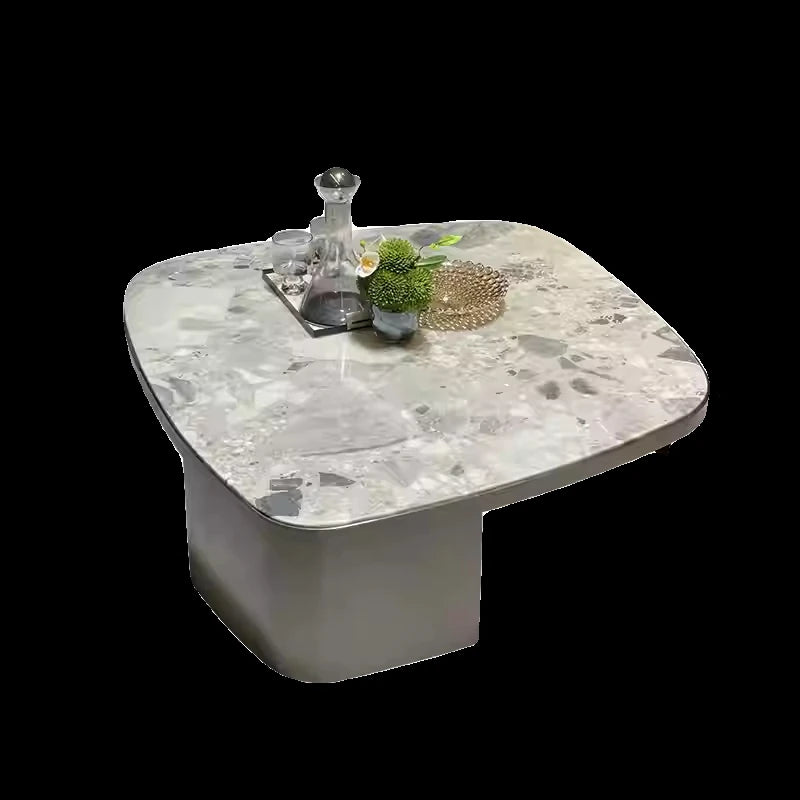 Stylish Sintered Stone Coffee Table with Modern Stainless Steel Base - Perfect Centerpiece for Living Room Decor hbso-3015