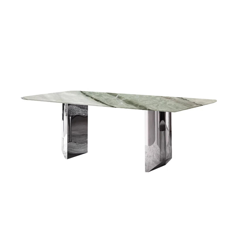 Sleek Sintered Stone Dining Table with Stainless Steel Base - Modern Multi-Layer Design for Stylish Interiors hbso-3017