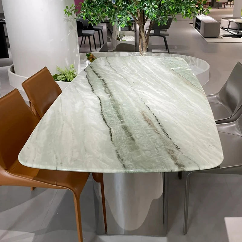 Sleek Sintered Stone Dining Table with Stainless Steel Base - Modern Multi-Layer Design for Stylish Interiors hbso-3017