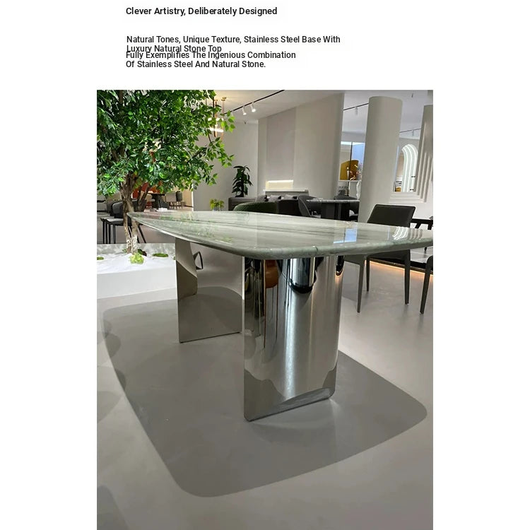 Sleek Sintered Stone Dining Table with Stainless Steel Base - Modern Multi-Layer Design for Stylish Interiors hbso-3017