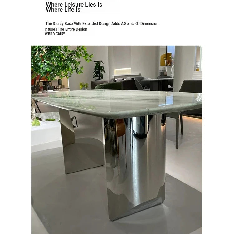 Sleek Sintered Stone Dining Table with Stainless Steel Base - Modern Multi-Layer Design for Stylish Interiors hbso-3017