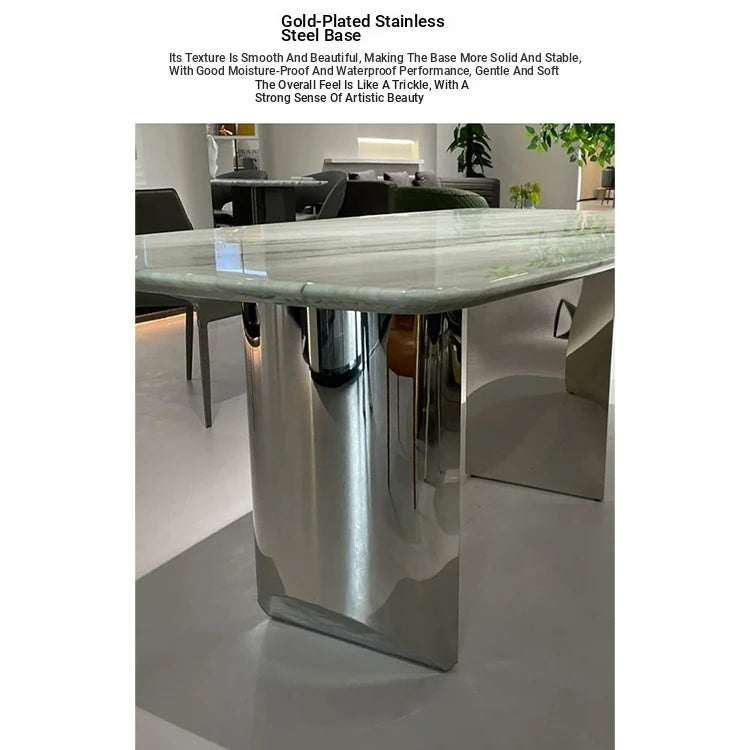 Sleek Sintered Stone Dining Table with Stainless Steel Base - Modern Multi-Layer Design for Stylish Interiors hbso-3017