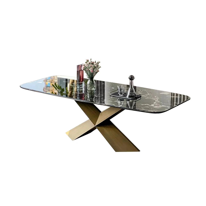 Stylish Sintered Stone Dining Table with Stainless Steel Multi-Layer Board - Modern Elegance for Your Home hbso-3018