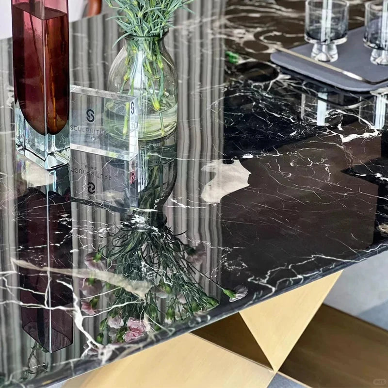 Stylish Sintered Stone Dining Table with Stainless Steel Multi-Layer Board - Modern Elegance for Your Home hbso-3018