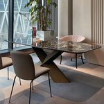 Stylish Sintered Stone Dining Table with Stainless Steel Multi-Layer Board - Modern Elegance for Your Home hbso-3018