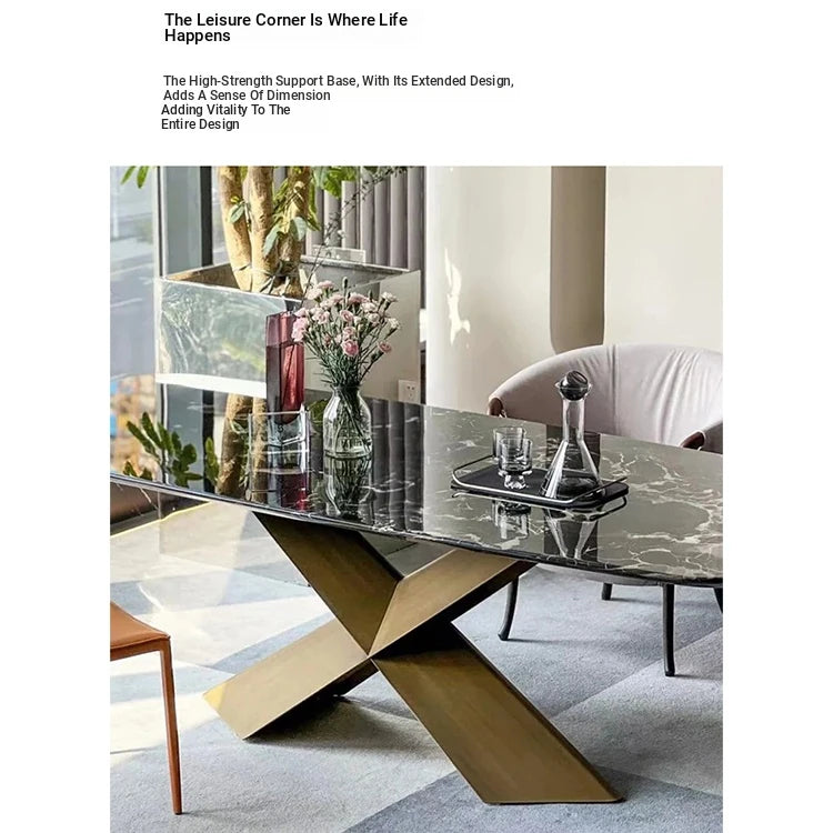 Stylish Sintered Stone Dining Table with Stainless Steel Multi-Layer Board - Modern Elegance for Your Home hbso-3018