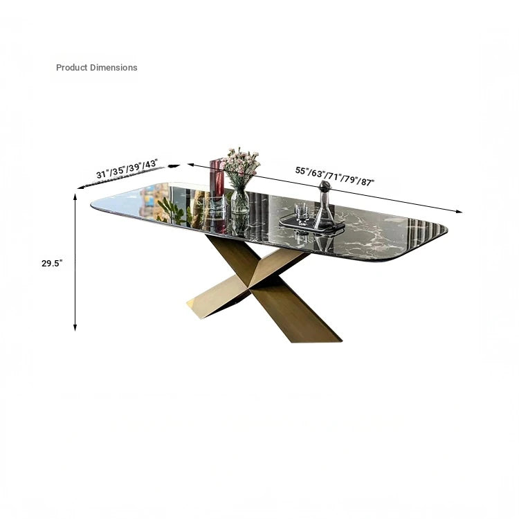 Stylish Sintered Stone Dining Table with Stainless Steel Multi-Layer Board - Modern Elegance for Your Home hbso-3018