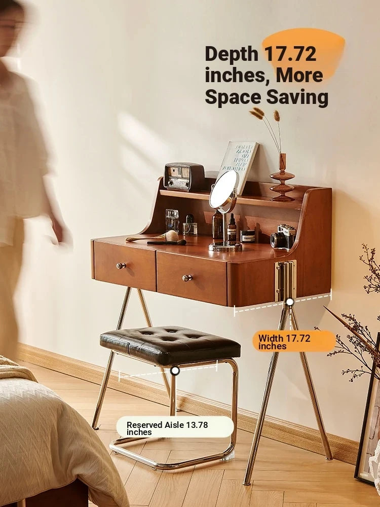 Stylish Dual-Purpose Cherry Wood Makeup Table & Nightstand with Sleek Design hby-4599