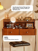 Stylish Dual-Purpose Cherry Wood Makeup Table & Nightstand with Sleek Design hby-4599