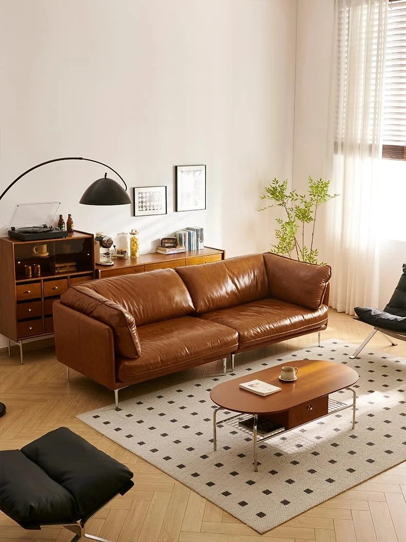 Stylish Cherry Wood & Stainless Steel Coffee Table - Space-Saving Design for Modern Living Rooms - 47.24 x 23.62 hby-4600