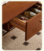 Stylish Cherry Wood & Stainless Steel Coffee Table - Space-Saving Design for Modern Living Rooms - 47.24 x 23.62 hby-4600