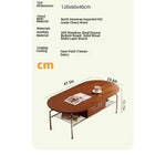 Stylish Cherry Wood & Stainless Steel Coffee Table - Space-Saving Design for Modern Living Rooms - 47.24 x 23.62 hby-4600
