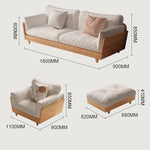 Elegant Off White Sofa with Oak Wood Frame and Plush Goose Down Fill hbzwg-631