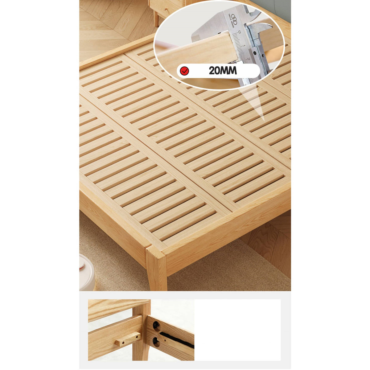 Stylish Blue and Yellow Synthetic Leather Bed with Pine and Oak Wood Elements hbzwg-636