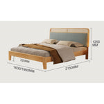 Stylish Blue and Yellow Synthetic Leather Bed with Pine and Oak Wood Elements hbzwg-636