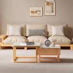 Elegant White Sintered Stone Tea Table with Oak Wood and Metal Accents hbzwg-638