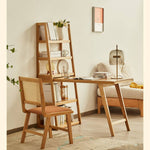 Elegant Oak Wood & Rattan Chair with Comfortable PU Leather Seat hbzwg-650