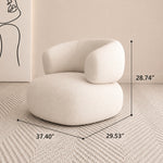 Modern Off-White Faux Lambswool Curved Sofa, Cute Round-Shaped Couch for Living Room hch-3071